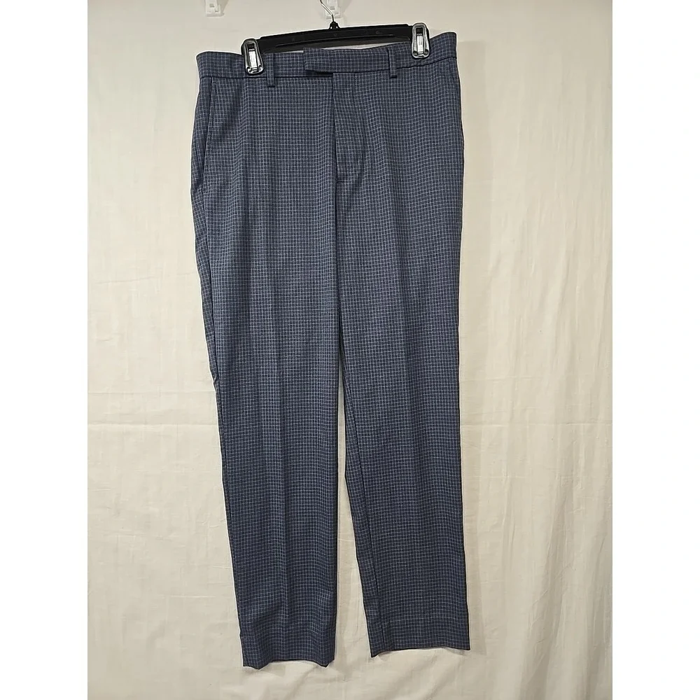 BANANA REPUBLIC Slim Fit Stretch Blue Gray Check Dress Pants Men's 32x30 (32×29)